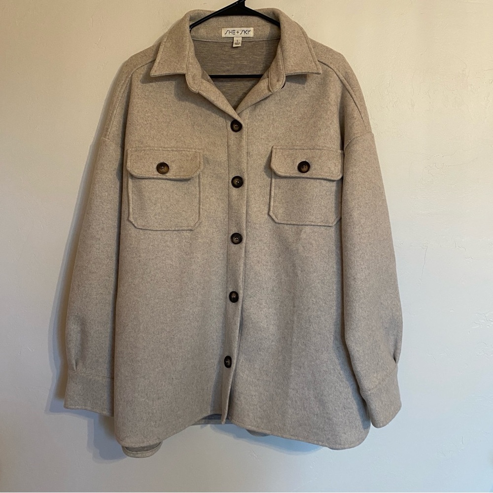 Natural/Beige She and Sky Button Up Jacket size L